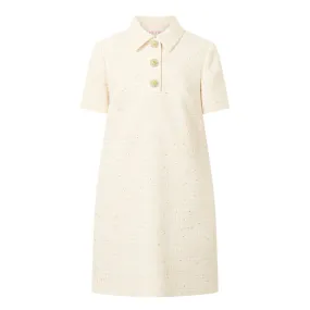 VALENTINO Tweed Mini Shift Dress - Natural