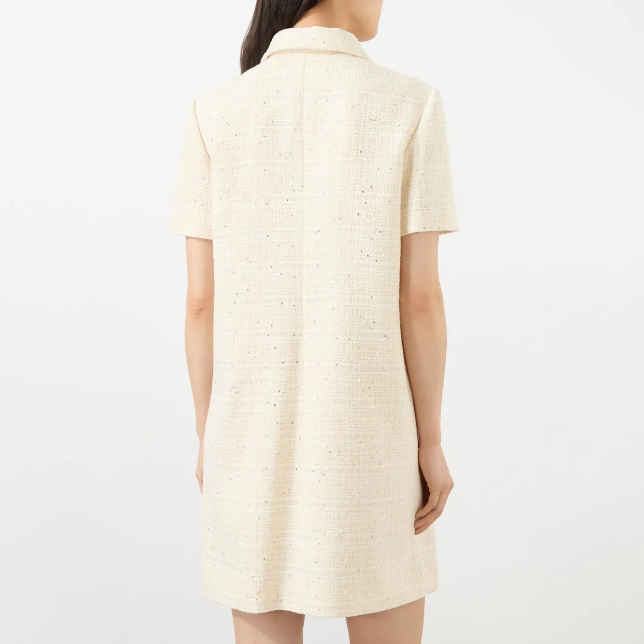 VALENTINO Tweed Mini Shift Dress - Natural