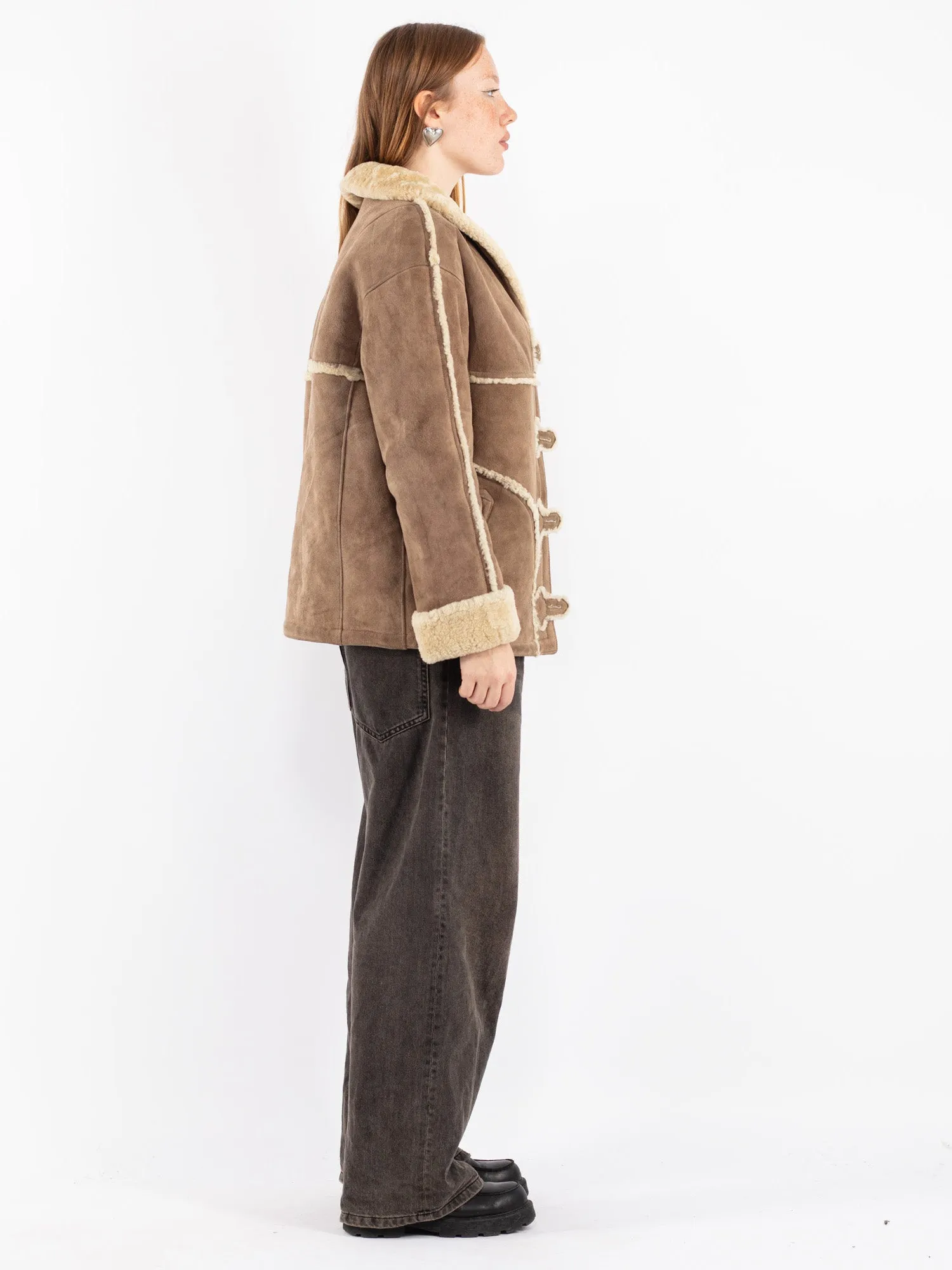 Vintage 70's Women Sheepskin Jacket in Beige