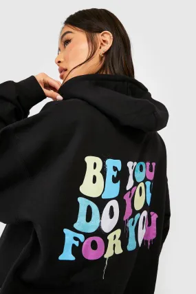 Warped Back Print Oversized Hoodie