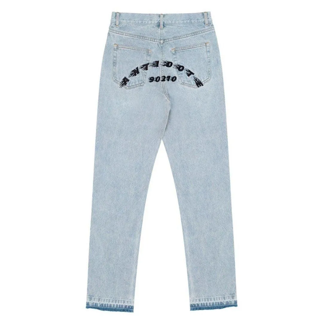 Washed Embroidered Logo Jeans