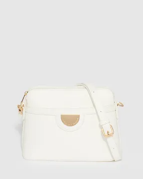 White Karen Plate Crossbody Bag