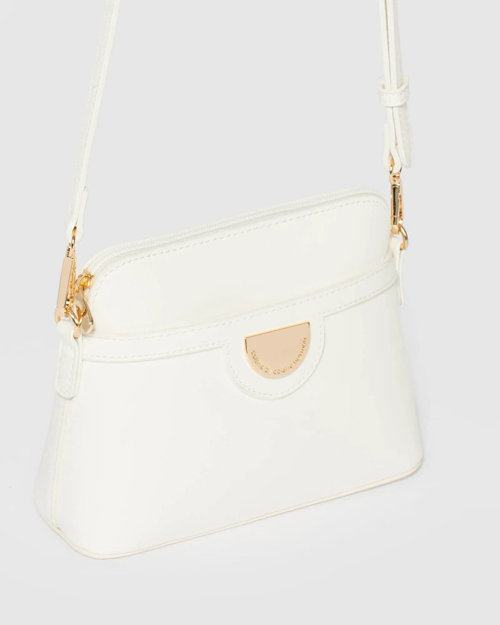 White Karen Plate Crossbody Bag