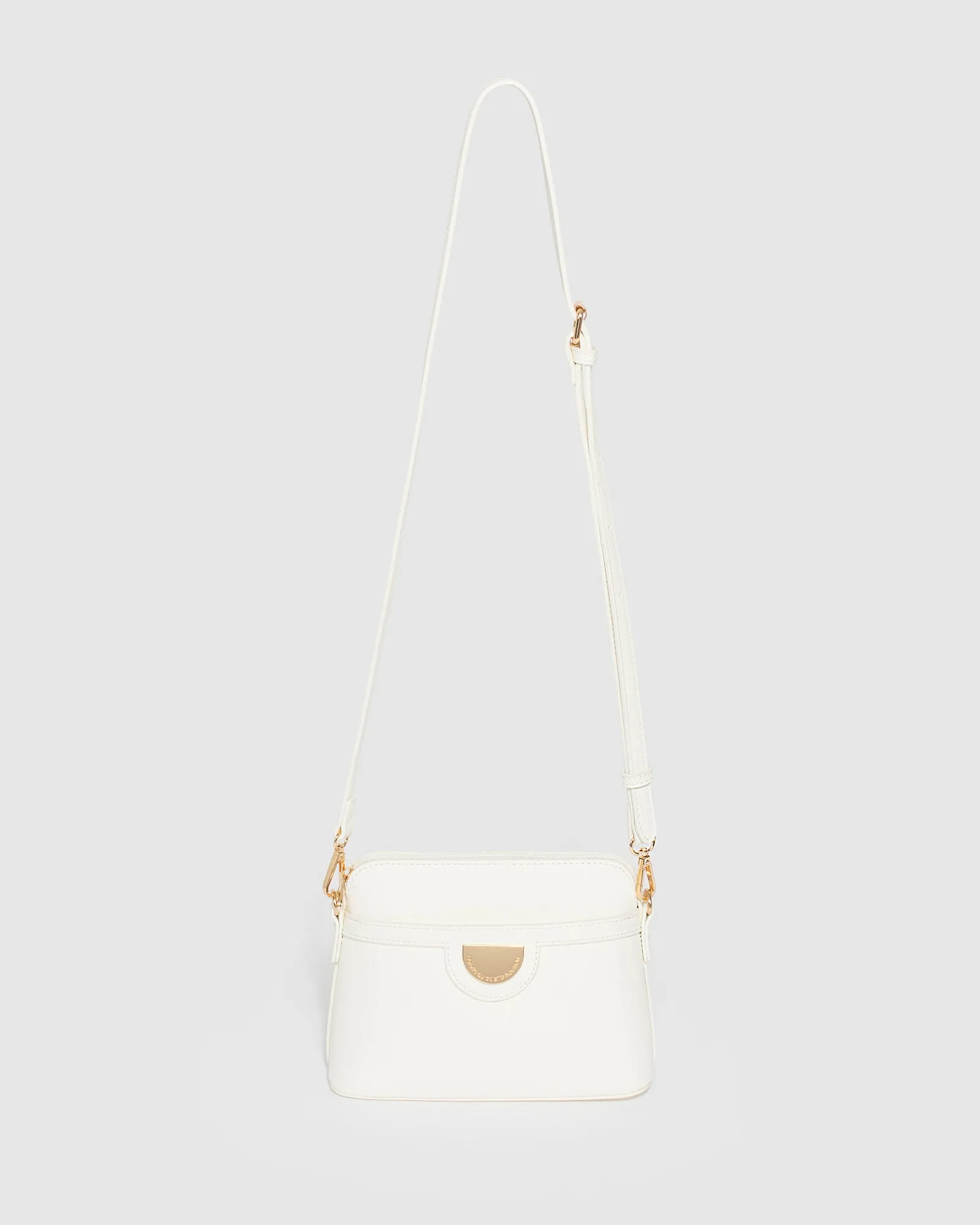 White Karen Plate Crossbody Bag