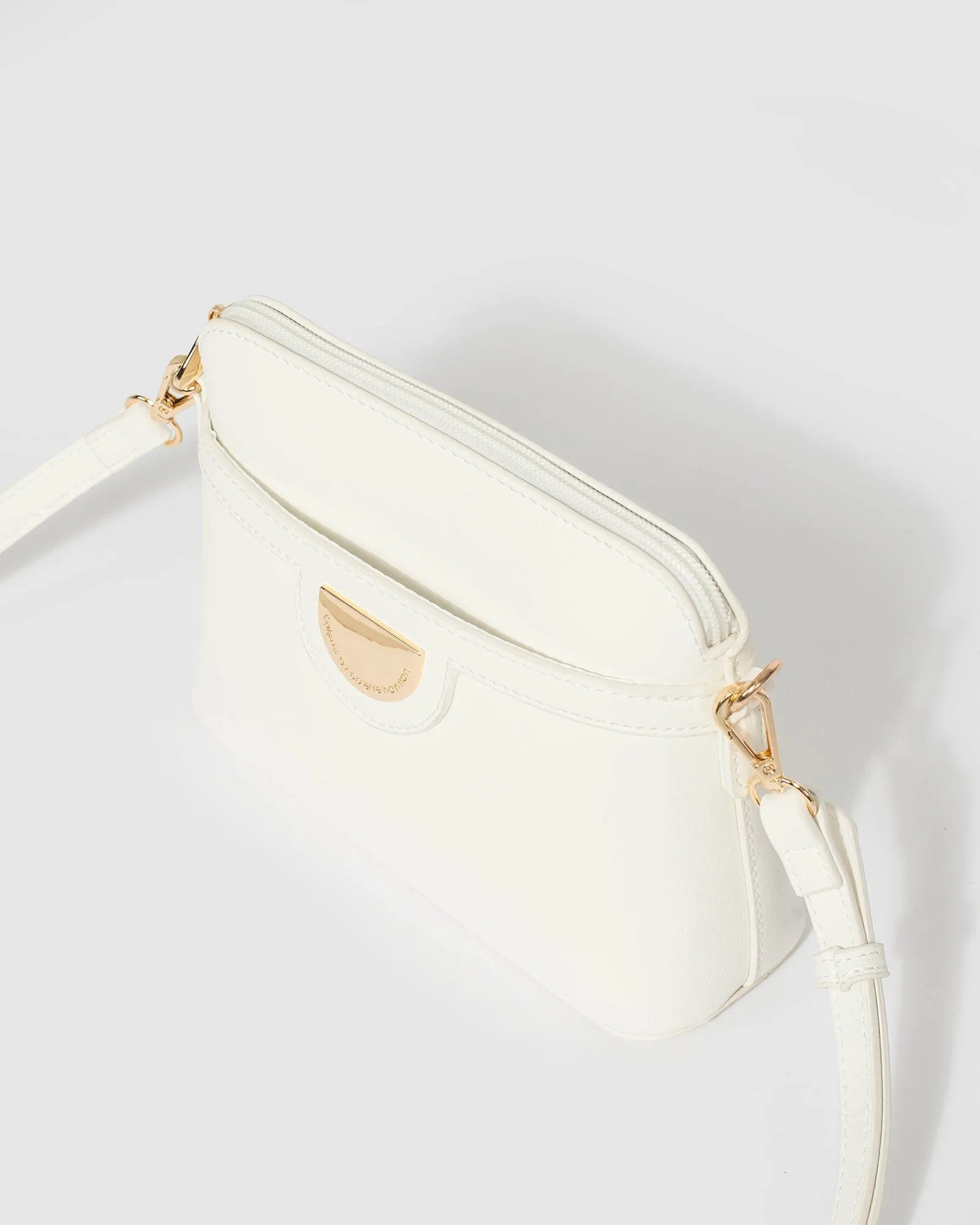 White Karen Plate Crossbody Bag