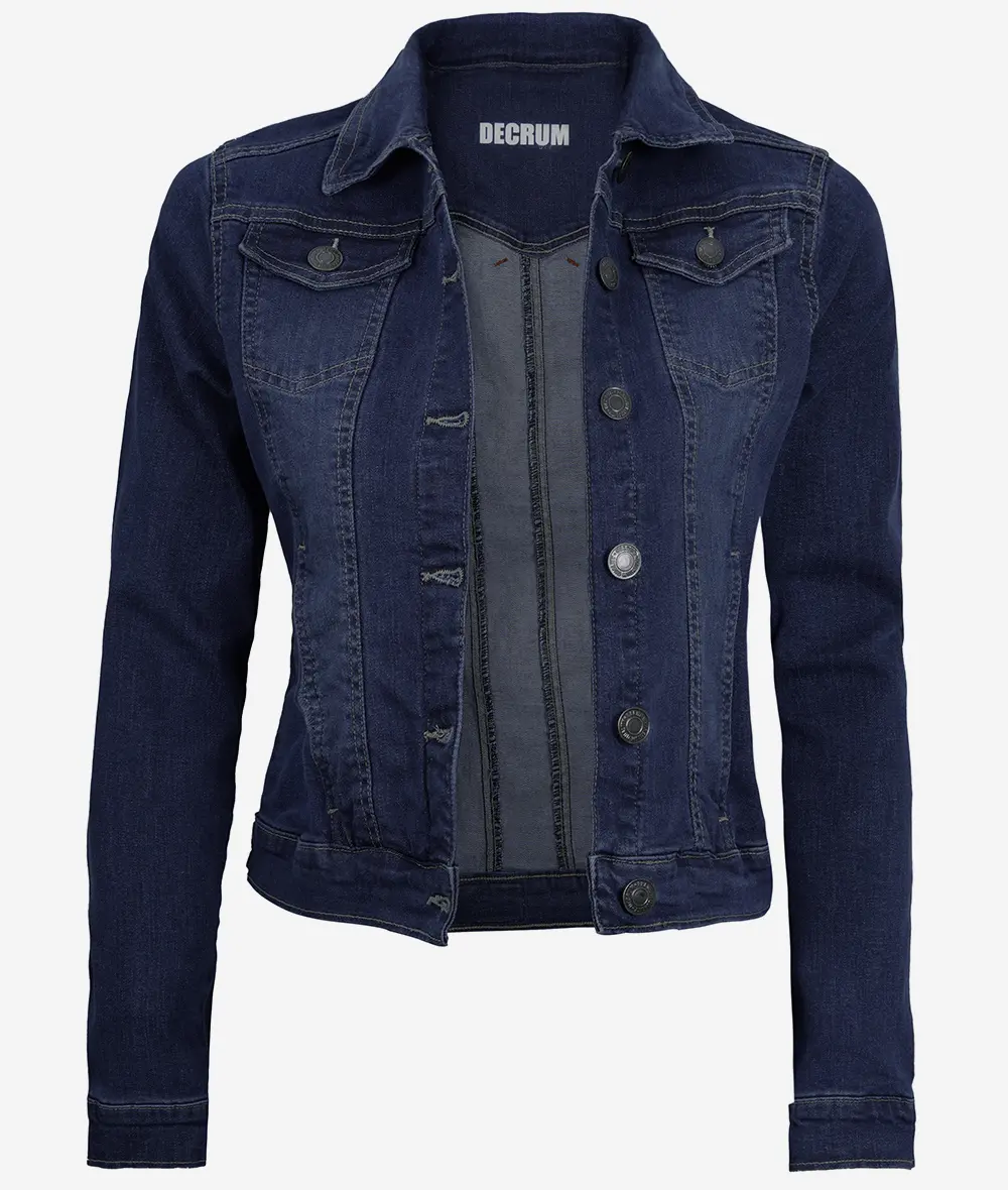 Women's Dark Blue Denim Jacket - Trucker Style