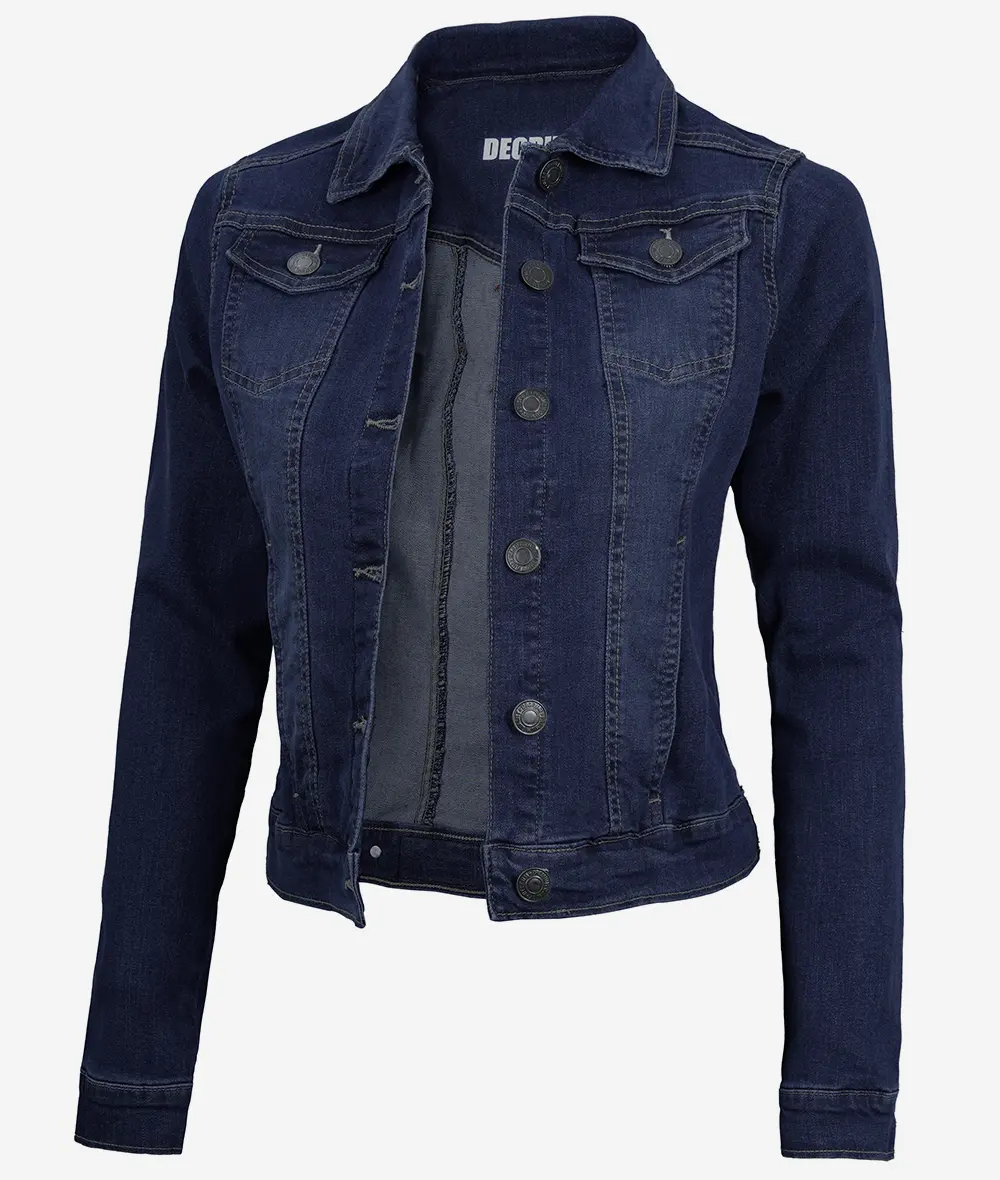 Women's Dark Blue Denim Jacket - Trucker Style