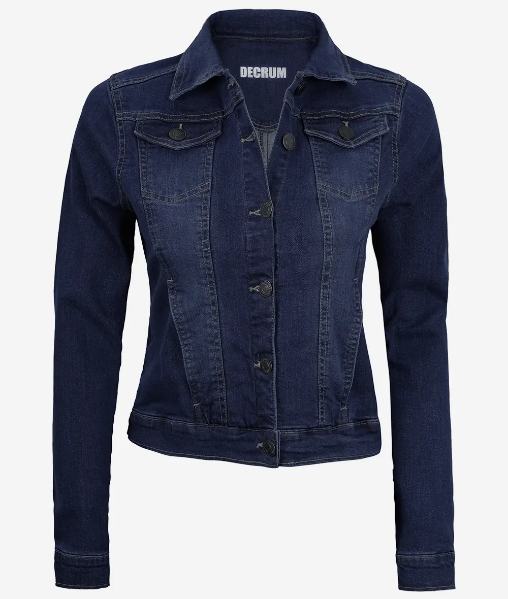 Women's Dark Blue Denim Jacket - Trucker Style