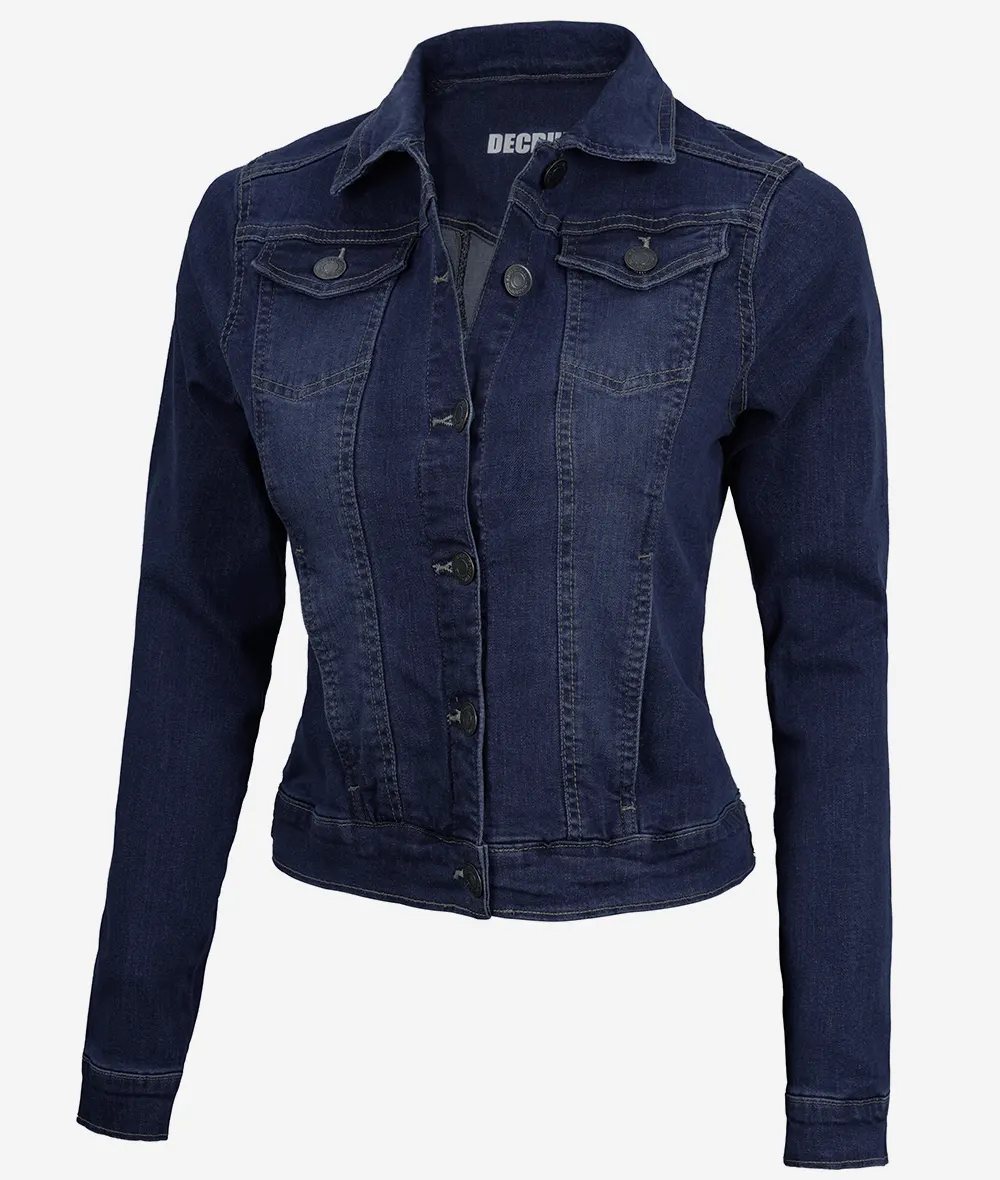 Women's Dark Blue Denim Jacket - Trucker Style