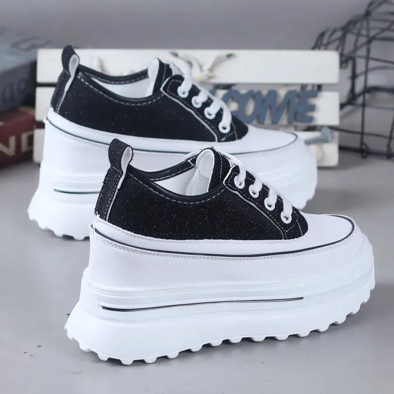 Womens Black High Top Platform Sneakers