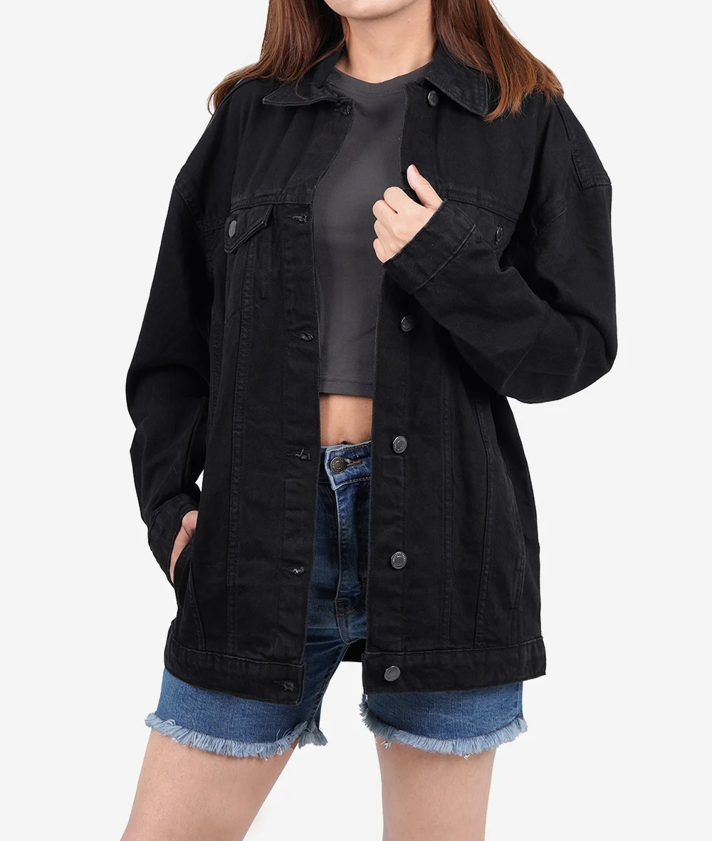 Womens Black Oversized Denim Jacket