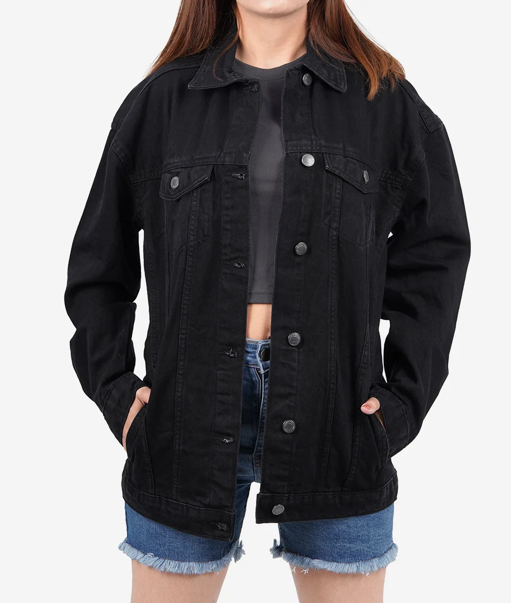 Womens Black Oversized Denim Jacket