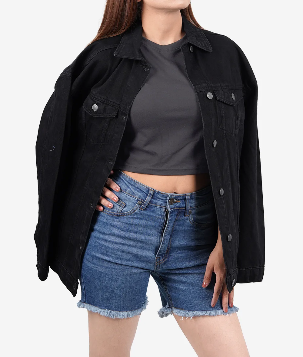 Womens Black Oversized Denim Jacket