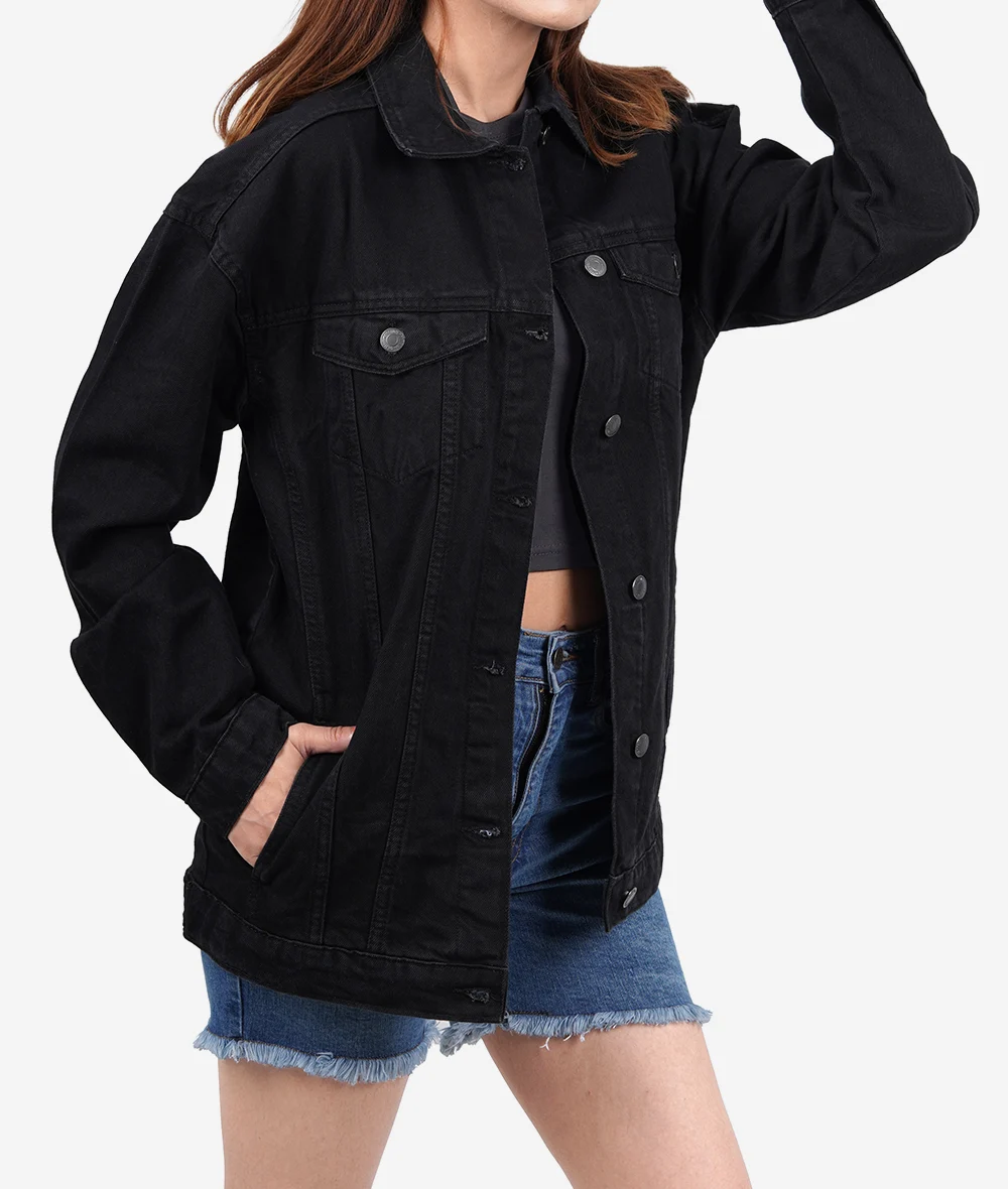 Womens Black Oversized Denim Jacket