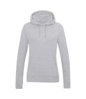 Womens/ladies college heather girlie hoodie grey Awdis