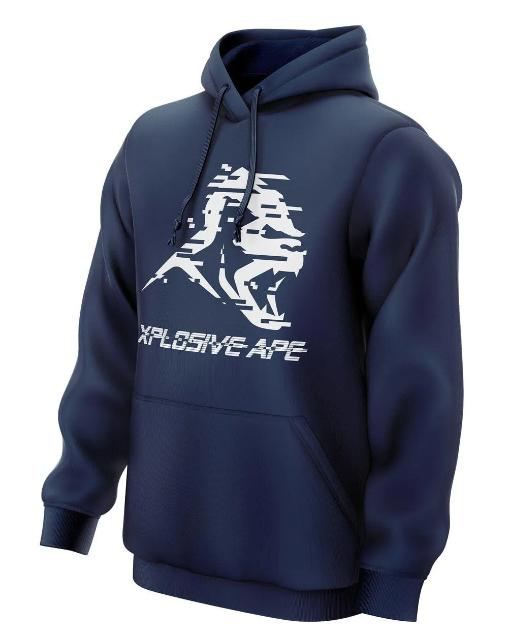 Xplosive Ape Glitch Overhead Hoody With Chest Print - Navy