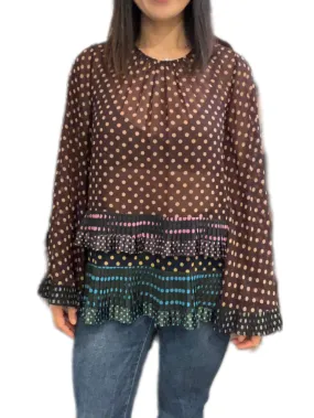 Zimmermann Coloured Spot Blouse with Wide Sleeve - size 3